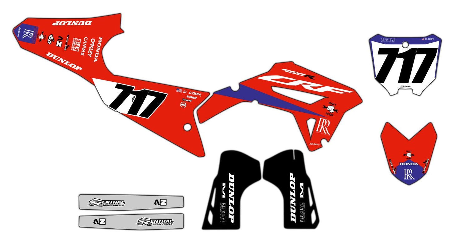 Customizable Honda Series 3 Dirt Bike Graphics Kit for Big Bikes and Little Bikes