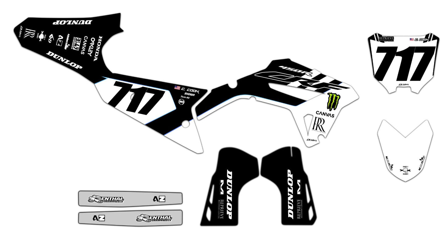 Customizable Honda Series 4 Dirt Bike Graphics Kit for Big Bikes and Little Bikes