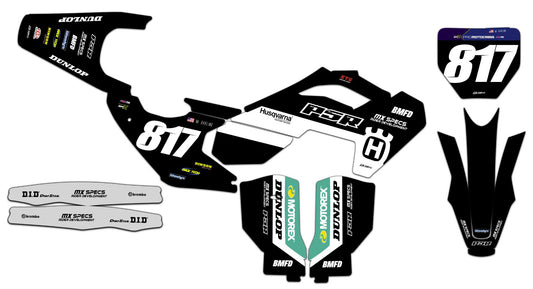 Customizable Husqvarna Series 3 Dirt Bike Graphics Kit for Big Bikes and Little Bikes