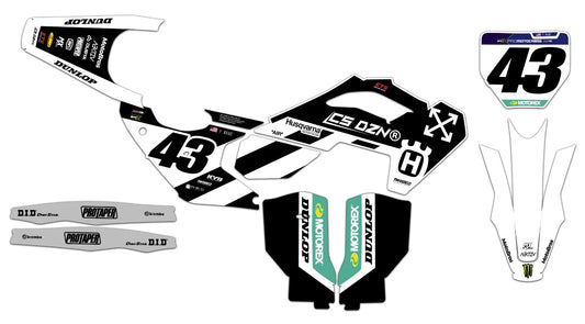 Customizable Husqvarna Series 5 Dirt Bike Graphics Kit for Big Bikes and Little Bikes