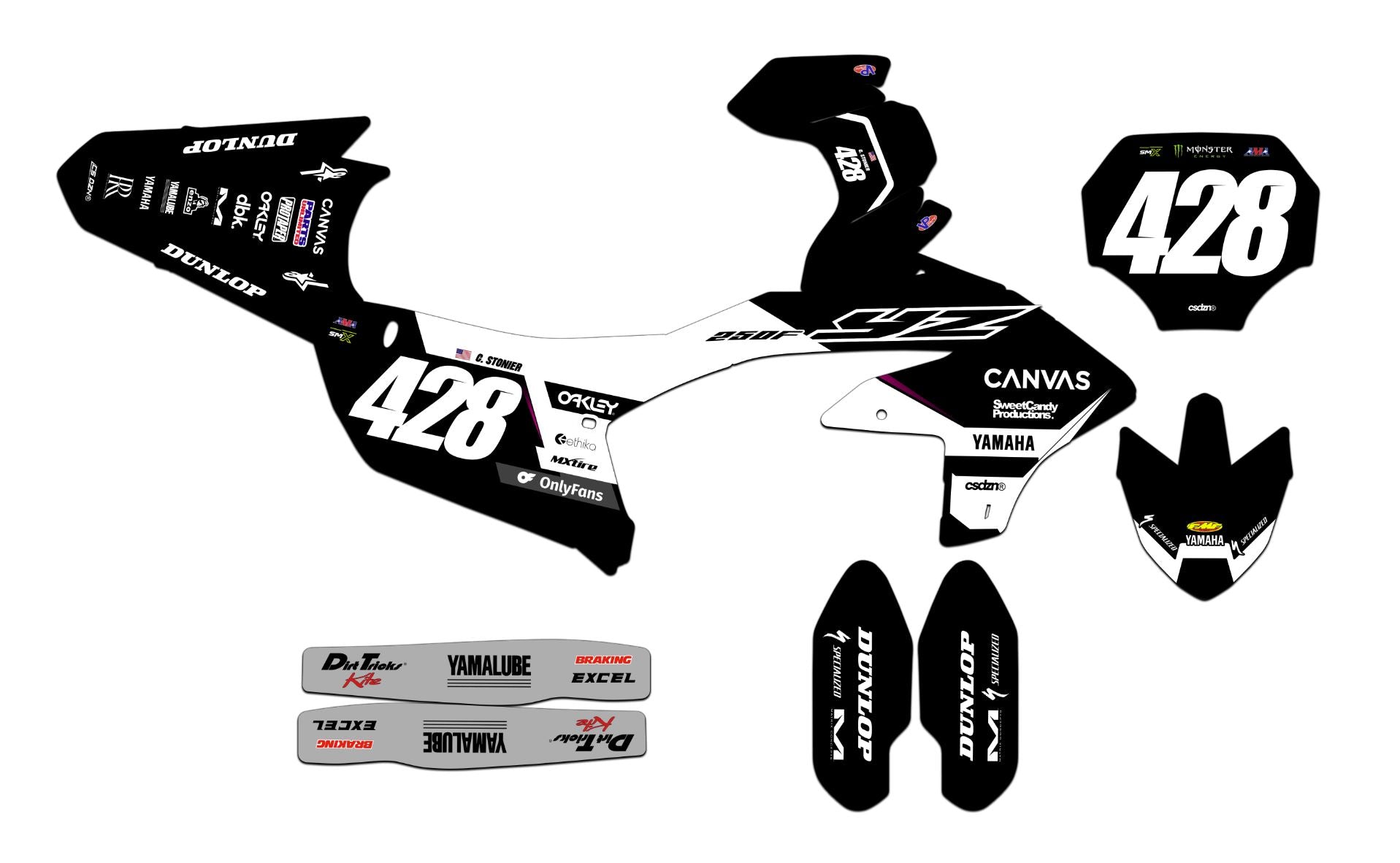 Customizable Yamaha Series 4 Dirt Bike Graphics Kit for Big Bikes and ...