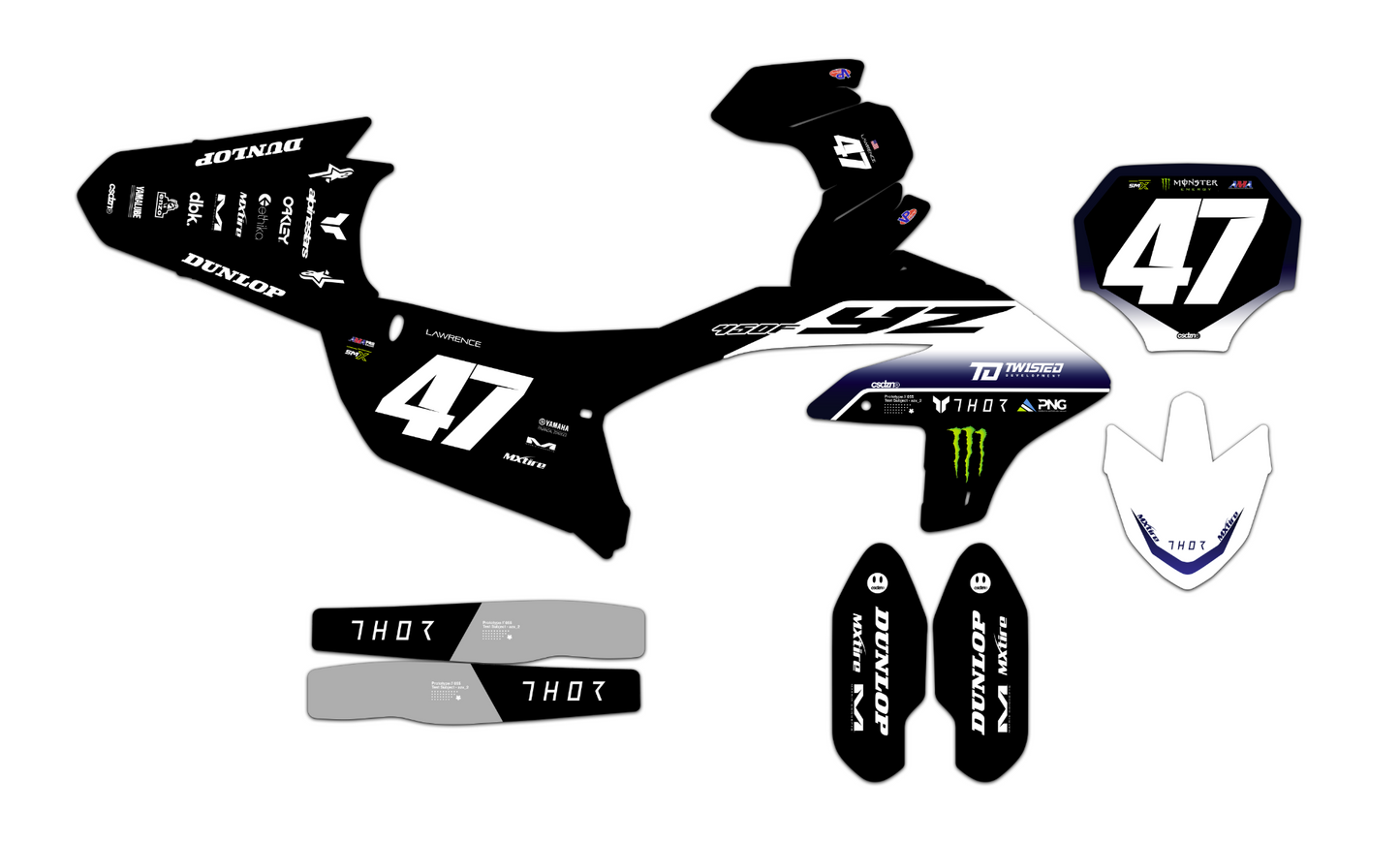 Customizable Yamaha Fader Edition Dirt Bike Graphics Kit for Big Bikes and Little Bikes