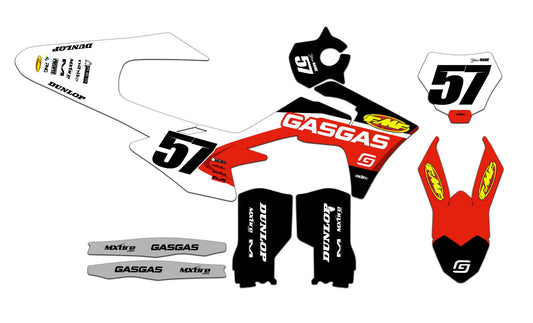 Customizable GasGas Series 2 Dirt Bike Graphics Kit for Big Bikes and Little Bikes