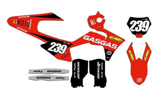 Customizable GasGas Plain Jane Dirt Bike Graphics Kit for Big Bikes and Little Bikes