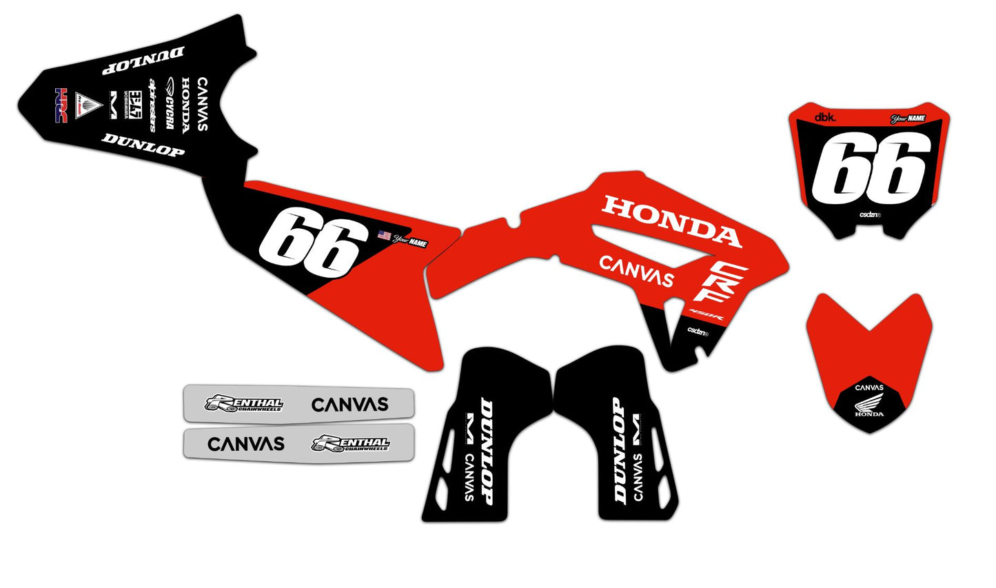 Customizable Honda Plain Jane Dirt Bike Graphics Kit for Big Bikes and Little Bikes