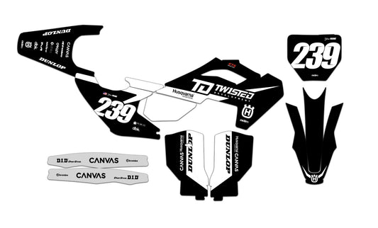 Customizable Husqvarna Series 5 Dirt Bike Graphics Kit for Big Bikes and Little Bikes