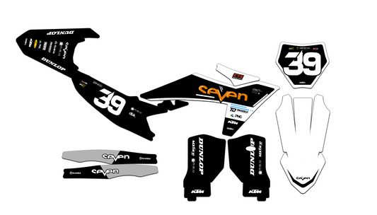 Customizable KTM Seven Series 2 Dirt Bike Graphics Kit for Big Bikes and Little Bikes