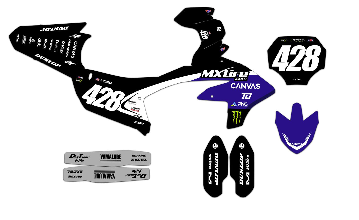 Customizable Yamaha Series 2 Dirt Bike Graphics Kit for Big Bikes and Little Bikes